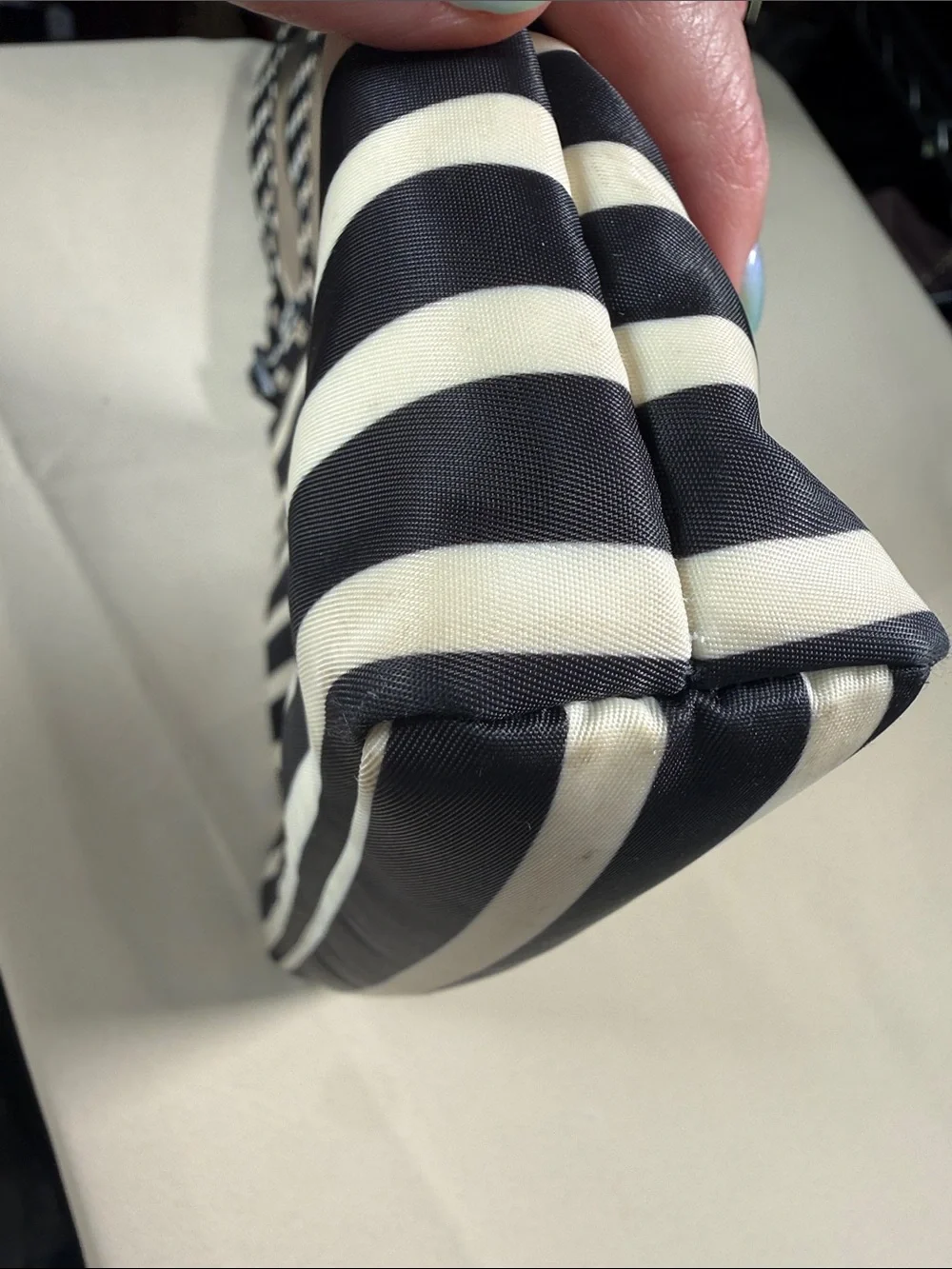 Kate Spade Striped Nylon Crossbody Bag Black White Nautical Flatiron Cammy‎